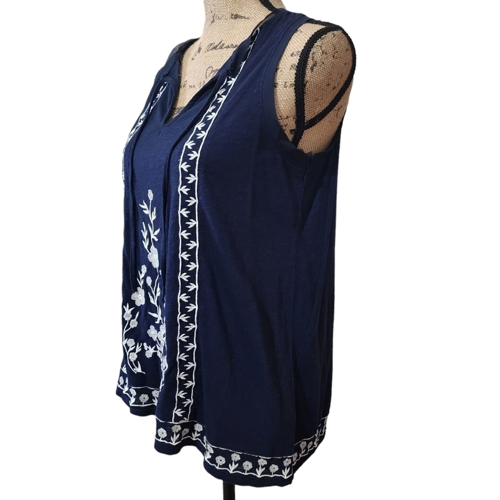 Dip Embroidered Sleeveless Navy Tunic Top - XS - Picture 2 of 8